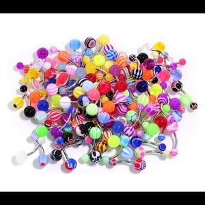 8 UV Acrylic Ball Steel Barbell Navel Rings